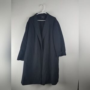 Lafayette 148 Trench Coat Women 3X Black Wool Classy‎ Chic Sophisticated 22W